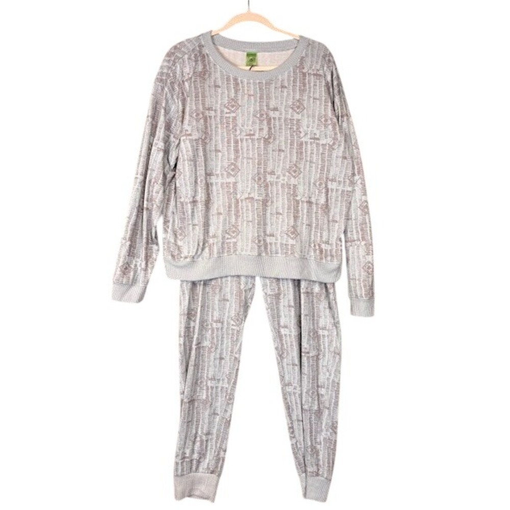 Honeydew Hacci‎ Intimates Pajama Set XL Grey Geometric Knit Jogger Lounge 2PC